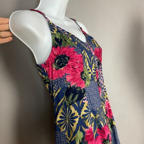 Abercrombie & Fitch Dress Mini Lace-Up Back Floral Graphic Pattern Button-Up XS - Picture 9 of 10